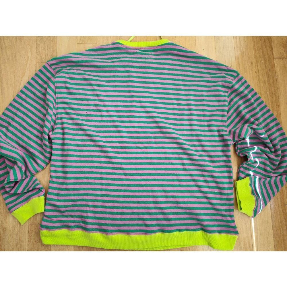 WE THE FREE FREE PEOPLE CLASSIC OVERSIZED CREWNECK PINK GREEN COMBO NWD LARGE - Picture 2 of 10